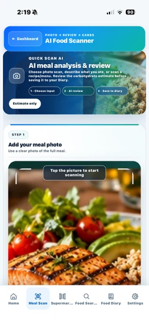 Current AI Food Scanner photo and review screen