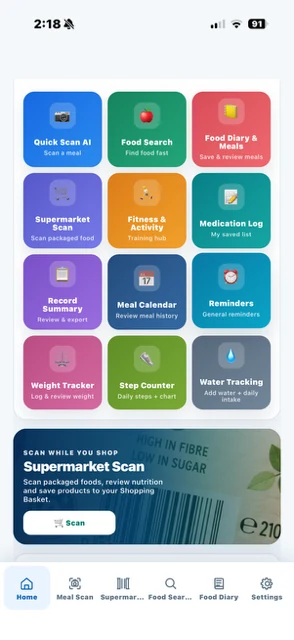 Real General Quick Actions grid with no glucose, insulin or sensor options